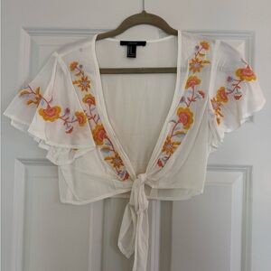 White Floral Embroidered Top